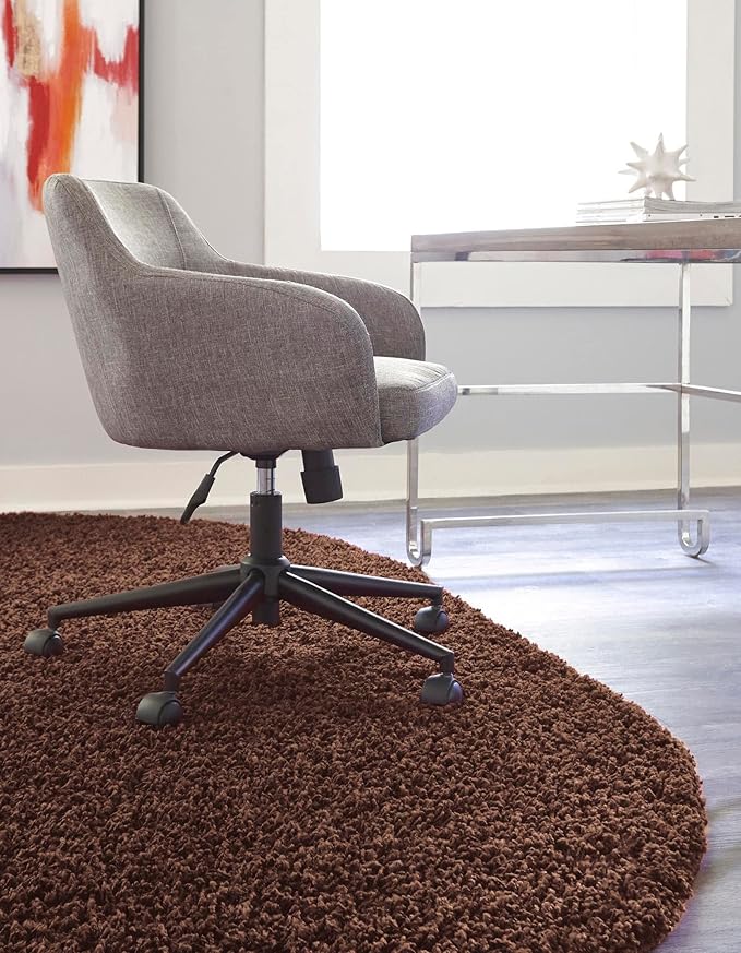 Unique Loom Solid Shag Collection Area Rug (3' 3" x 5' 3" Oval, Chocolate Brown)