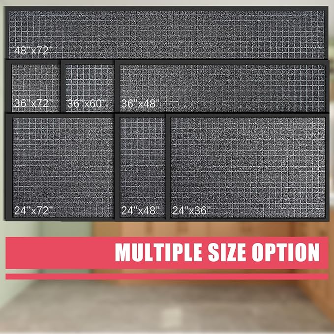 Kuyal Front Door Mat, 3'*5' Door Mat for Inside Outside Entrance,Waterproof Welcome Mats with Non-Slip Backing, Indoor Outdoor Entryway, Commercial Floor Mats, Durable & Easy to Clean, Dark Gray