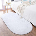 Noahas Fluffy White Rugs for Bedroom Living Room,2'X5' Oval Throw Rug for Kids Room,Shag Hallway Runner Rug,Small Soft Shaggy Bedside Non-Slip Plush Nursery Dorm Carpet Home Decor Aesthetic
