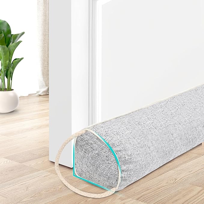 TORRAMI Under Door Draft Stoppers 32 Inch, Heavy Triangle Stop Draft Block Cold Air/Wind/Breeze Noise Blocker Door Sweeps Weather Stripping Bottom Seal Light Gray