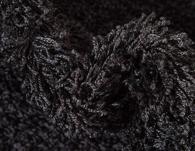Unique Loom Solid Shag Collection Area Rug (10' x 13' 1" Rectangle, Jet Black)