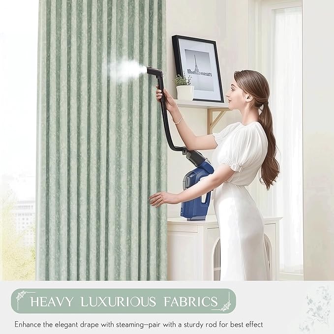 Beauoop Green Floral Jacquard Blackout Curtains 84 Inches Long 2 Panels for Bedroom Living Room Sage Flower Chenille Room Darkening Thermal Insulated Soundproof Grommet Window Treatments Drapes, 52x84