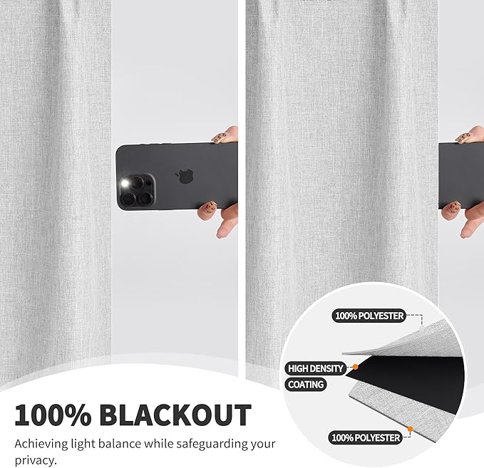 WdFour 24x18 Inch Pinch Pleated Blackout Cafe Curtains - Pack of 2, 100% Light Blocking Back Tab Drapes for Half Windows, Kitchen & Bathroom Short Curtains(Greyish White
