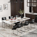 Dining Chairs Set of 6, 18 Inch Kitchen Chairs with Back, Faux Leather Armless Dining Room Chairs with Metal Legs for Home, Bistro Coffee Shops (Black)