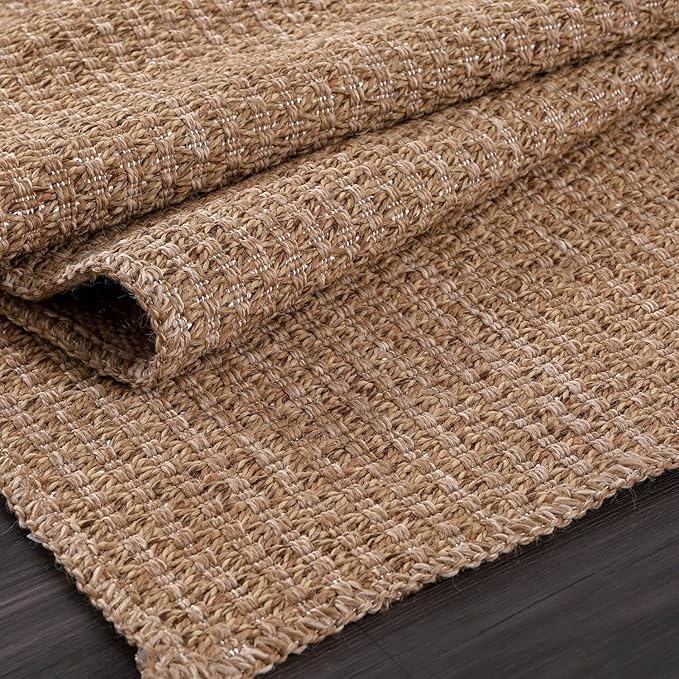 Easy Jute Runner Rug 2x7 Indoor Outdoor Natural Rugs Solid Fiber Rug Woven Area Rug Boho Easy Clean Inside Carpet for Living Room Bedroom Dining Room Hallway or Outdoor Patio Porch (2 X 7 Natural)
