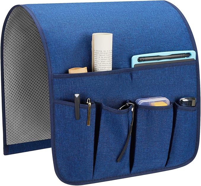 SYSOV Sofa Armrest Organizer, Remote Control Holder for Recliner Couch, Arm Chair Caddy with 5 Pockets for Magazine, Tablet, Phone, iPad