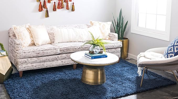 Unique Loom Solid Shag Collection Area Rug (5' 1" x 8' Rectangle, Sapphire Blue/ Navy Blue)
