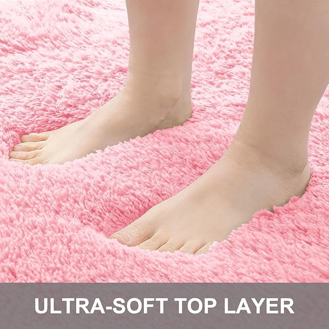 OLANLY 5x7 Machine Washable Large Area Rugs for Living Room, Bedroom, Soft Fluffy Shaggy Bedside Rug, Indoor Floor Carpet for Kids Girls and Boys, Dorms, Nursery, Home Decor Aesthetic, Pink