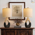 OYEARS 19" Table Lamps Set of 2, Bedside Lamps for Bedroom, Boho Lamps for Living Room, Rustic Lamps for Office, Vintage Design Nightstand Lighting (Bulb Not Included, Black)