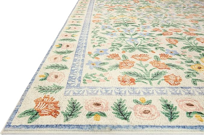 Loloi Rifle Paper Co. Eden Collection EDE-02 Mughal Garden Cream 7'-6" x 9'-6" Area Rug feat. CloudPile™