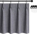 WdFour 42x36 Inch Pinch Pleated Blackout Cafe Curtains - Pack of 2, 100% Light Blocking Back Tab Drapes for Half Windows, Kitchen & Bathroom Short Curtains in Dark Gray
