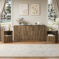 9 Drawer Dresser & Nightstand Set 3-Piece, 63” Wide Bedroom Dresser Set Night Stand Set of 2 with Metal Handle, Fluted Modern Wood Chest of Drawers Storage Dressers Set for Bedroom, Walnut
