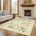 Amada 5x7 Area Rugs, Non-Slip & Low-Profile Living Room Rug with Reinforced Edge Binding, Soft Large Washable Boho Floral Rugs for Living Room, Bedroom, Dining Room
