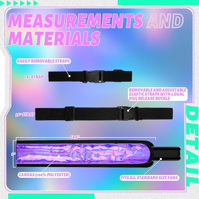 Summer Rave Fan Thigh Holster Rave Fan Holder Folding Hand Pouch Foldable Sleeves with Waist Belt for Thigh Party