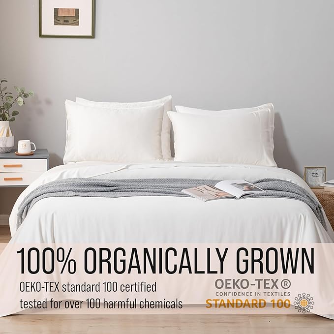 Bella Coterie 6 Piece Luxury Bamboo Viscose King Size Sheet Set | 100% Organically Grown | Cooling for Hot Sleepers | 18" Deep Pocket | Soft & Hypoallergenic | 4 Pillowcases [Ivory]