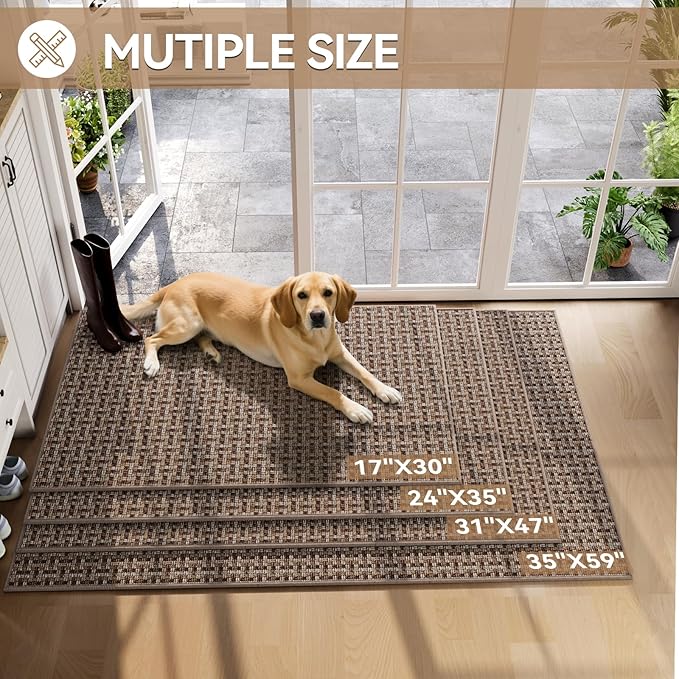 Indoor Door Mat 24"x72",Door Mat Indoor Entrance Dirt Resistant and Absorbent Non-Slip Rubber Backing Front Door Mats Washable Low-Profile Mats for Entryway, Inside Entrance Easy Clean Brown