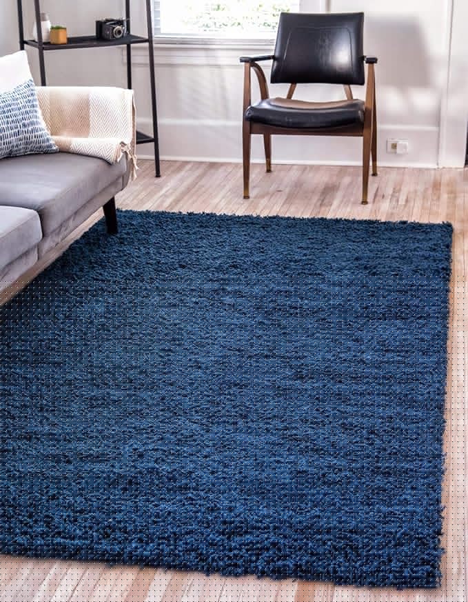 Unique Loom Solid Shag Collection Area Rug (8' x 11' Rectangle, Sapphire Blue/ Navy Blue)