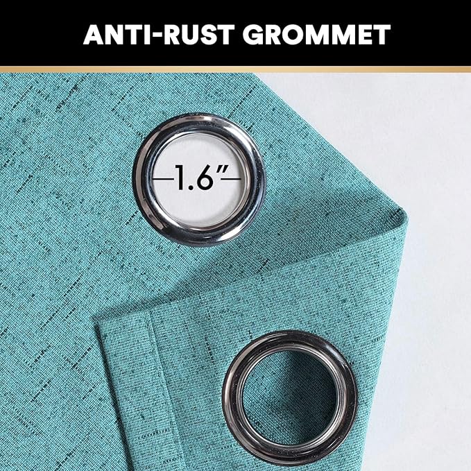 PrinceDeco Blackout Curtains for Sliding Glass Teal Blue Black Out Curtains Patio Curtains for Sliding Door 100% Blackout Curtains for Bedroom Energy-Efficient Temperature Regulators,W100 X L96 Inch