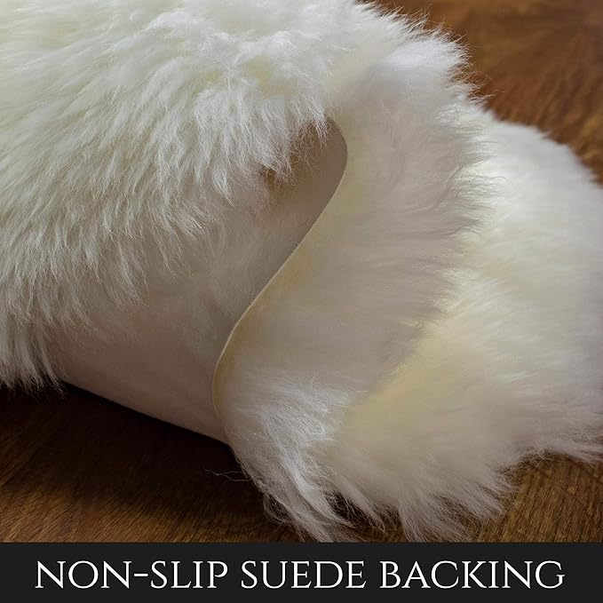 Premium Genuine Fur Sheepskin Rug - Real N.Z. 100% Sheepskin Natural Luxury Fluffy Lambskin Fur Area Rug - Seat Cover for Sofa Chair and Bedroom - 2' W x 3'L - Natural Creamy White Wool