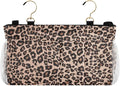 Bedside Caddy Hanging Bunk Bed Caddy Bed Organizer Hanging Pocket with 2 Hooks Bedside Storage Organizer Pocket Bag Holder Leopard Print Brown