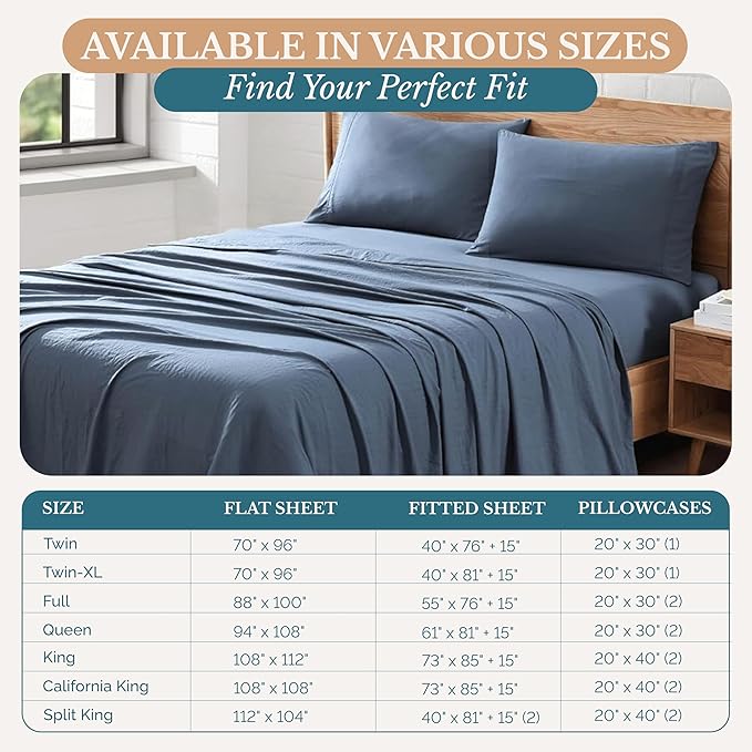 Casa Platino Bedding Sheets & Pillowcases, 3 Piece Set, Pre-Washed Fade Resisitant Cozy Twin Bed Set, 100% Hydro-Brushed Microfiber, Twin Sheet fits up to 15 inch Mattress- Estate Blue
