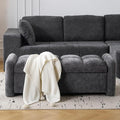 Oversized Chenille Ottoman Bench with Storage, Upholstered End of Bed Bench for Bedroom, Ottoman Foot Rest for Living Room, Dark Grey