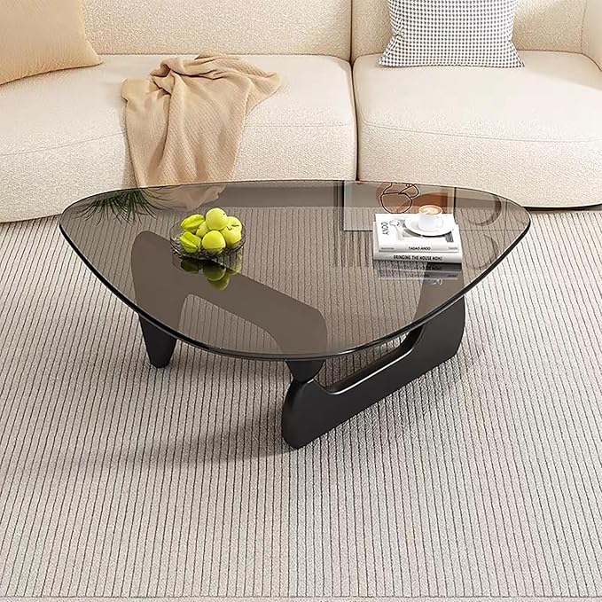 Modern Glass Coffee Table, Mid Century Coffee Table, Small Coffee Table for Living Room,Suitable for Bedroom Living Room Reception Office Tables (Black/Grey, Small)