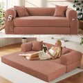 Convertible Futon Sofa Bed,80" Folding Pull Out Couch Bed with Storage,Queen Sleeper Sofa Bed,Compressed Couch in a Box,Corduroy Boneless Couches for Living Room,Pink