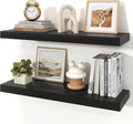 Floating Shelves for Wall, 9.3" Deep Wall Mounted Wood Shelves for Bathroom, Bedroom, Living Room, Kitchen, Hanging Shelf for Books/Storage/Room Decor (Black, 30")