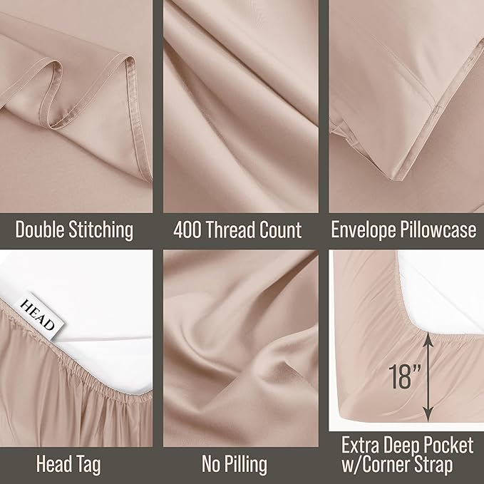Bella Coterie 6 Piece Luxury Bamboo Viscose Split Top King Size Sheet Set | 34" Split for Adjustable Beds | 100% Organically Grown| Cooling | 18” Deep Pocket | 4 Pillowcases [Dusty Rose]