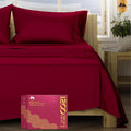 Mayfair Linen 100% Egyptian Cotton Full Size Bed Sheets - Luxury 1200 Thread Count Egyptian Cotton Sheets Full Size Bed Set (4 PC, Burgundy), Silky Soft, Cooling, 17" Deep Pocket Sateen Weave Bedding