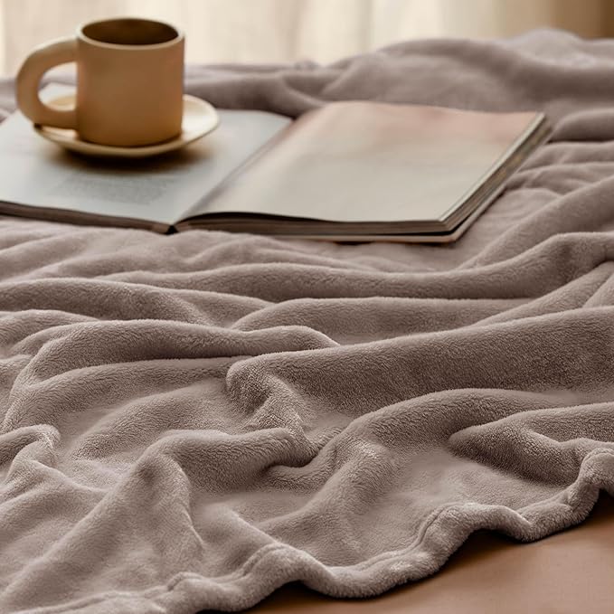 Bedsure GentleSoft Fleece Throw XL Blanket Mocha Brown - 300GSM Soft Lightweight Plush Cozy Blankets for Bed, Sofa, Couch, Travel, Camping, 50x70 inches