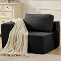 40" Giant Bean Bag Chair for Adults, Upholstered Floor Sofa Couch with Pillow, Teddy Boucle Sofa for Bedroom Living Room, No Assembly Required (Black, Teddy Boucle)