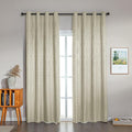 Amazon Basics Jacquard 2-Piece 100% Blackout Curtains, Living Room and Bedroom Drapes, Thermal Insulated Window Treatment, 52"x95", Beige