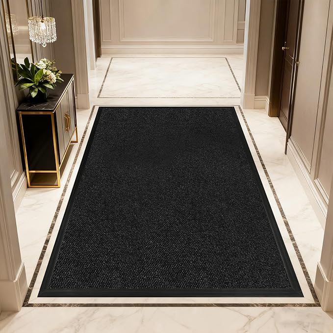 3ft x 12ft Front Door Mat Indoor Outdoor Entrance, Commercial Heavy Duty Entryway Matt, Non-Slip Rubber Backing Low Profile Doormat, Waterproof Dirt Trapper Welcome Mat for High Traffic Area