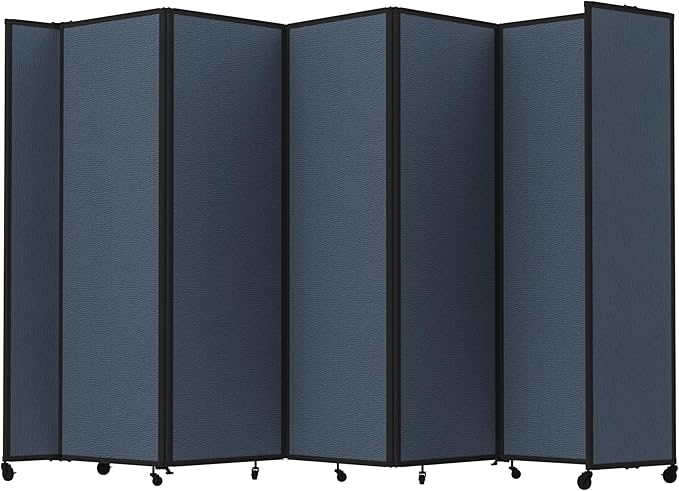 Versare Room Divider 360 Portable Wall Partition | Folding Panels | Large Freestanding Divider | Locking Wheels | Temporary Room Separator | 14' x 7'6'', Ocean