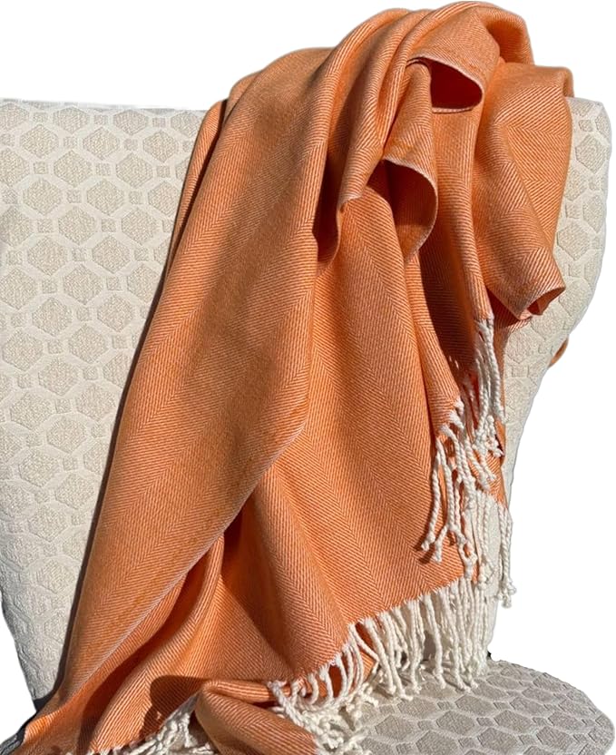 Alashan Cotton Acrylic Adirondack Herringbone Woven Throw (Orange Peel)