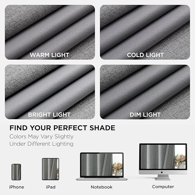 Joydeco Light Grey Blackout Curtains 84 Inches Long, Curtains 84 Inch Length 1 Panel for Bedroom, Thermal Insulated Linen Black Out Curtains with Grommets(100x84, Light Grey)