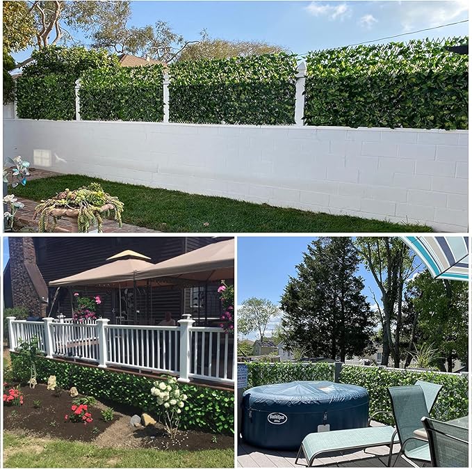 GLANT Expandable Fence Privacy Screen for Balcony Patio Outdoor,Decorative Faux Ivy Fencing Panel,Artificial Hedges (Single Sided Leaves) (1, Green-Verdant)