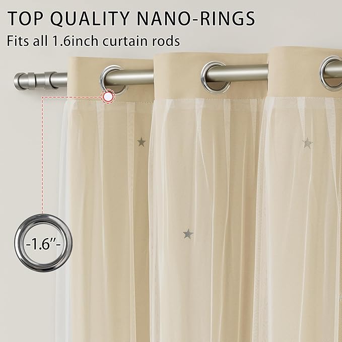 XiDi Curtains for Bedroom Decor Beige34/72/1
