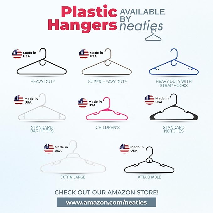 Neaties Heavy Duty Clothes Hangers 18 Pack – Made in The USA – 8lb Capacity Plastic Hangers for Adult Clothing – Durable for Pants, Coats, Jackets, or Jeans – Peach