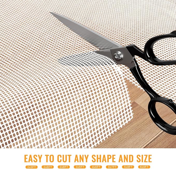 Silicone Non-Slip Rug Pad, Anti Skid Thin Area Rug Pad Gripper, Under Carpet Rug Mats for Hardwood Surface Floors, Keep Rugs in Place-5x7 Ft