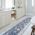 Fame Rugs Navy Blue Modern Oushak Rug 2'6"x7', Washable Vintage Turkish Colorful Oriental Antique Inspired Foldable Small Runner Rugs, Luxury Living Room Bedroom (388NB, 2'6" x 7')