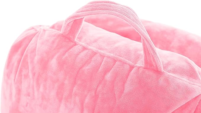 Husband Pillow Medium Pink, Backrest for Kids, Teens, Petite Adults - Reading Pillows with Arms, Adjustable Loft, Plush Memory Foam, Bed Rest Chair for Sitting Up, Detach Neck Roll, Removable Cover