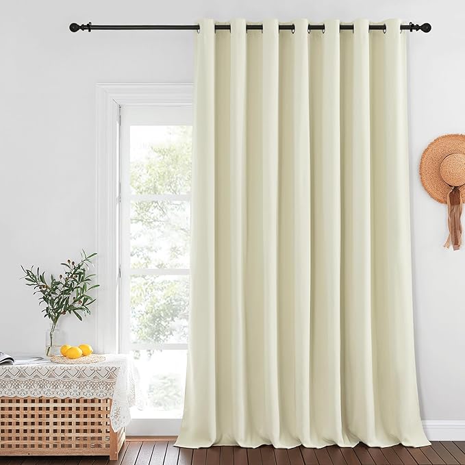 NICETOWN Beige Blackout Curtains for Bedroom/Living Room 132 Inch Length - Thermal Insulated Room Darkening Grommet Top Window Curtains (100 by 132 - Inch, 1 Panel)
