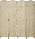 HOMCOM Room Divider, 4 Panel Folding Privacy Screen, 5.6' Tall Freestanding Partition for Home Office, Bedroom, Beige