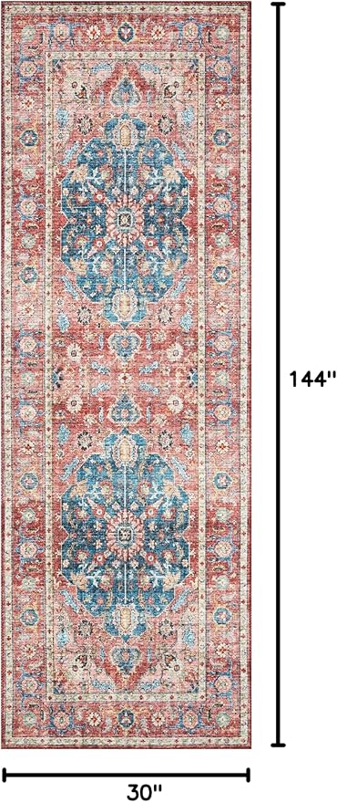 Loloi Skye Collection SKY-05 Brick/Ocean 2'-6" x 12'-0" Runner Rug