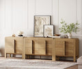 WAMPAT 3 Piece Bedroom Dresser Set, 110.2" Wide 12 Drawers Wood Dresser, Mid-Century Modern Storage Chest with Curved Handles for Bedroom, Living Room (Light Walnut)