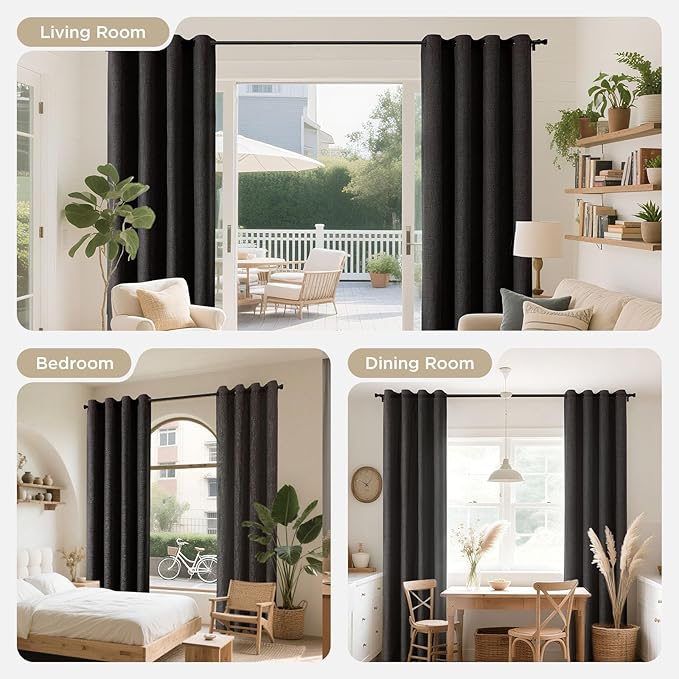 Joydeco Charcoal Grey Blackout Curtains 108 Inches Long, Extra Long Curtains 108 Inch Length 1 Panel for Bedroom, Thermal Insulated Linen Black Out Curtains with Grommets(100x108, Charcoal Grey)