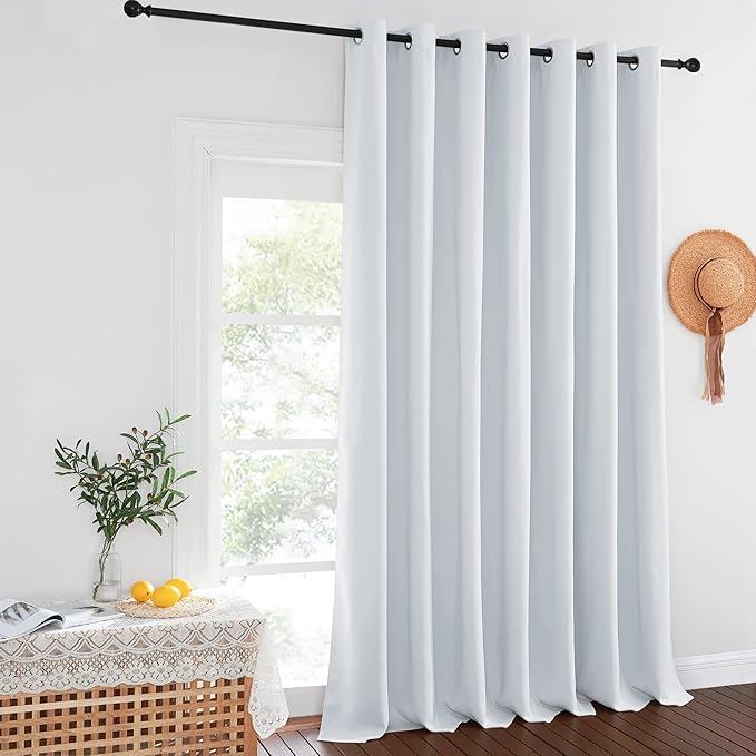 NICETOWN Patio Door Curtain for Living Room, Grommet Sound Reducing Room Divider Privacy Window Treatment for Bedroom, Greyish White, 1 Panel, W100 x L102